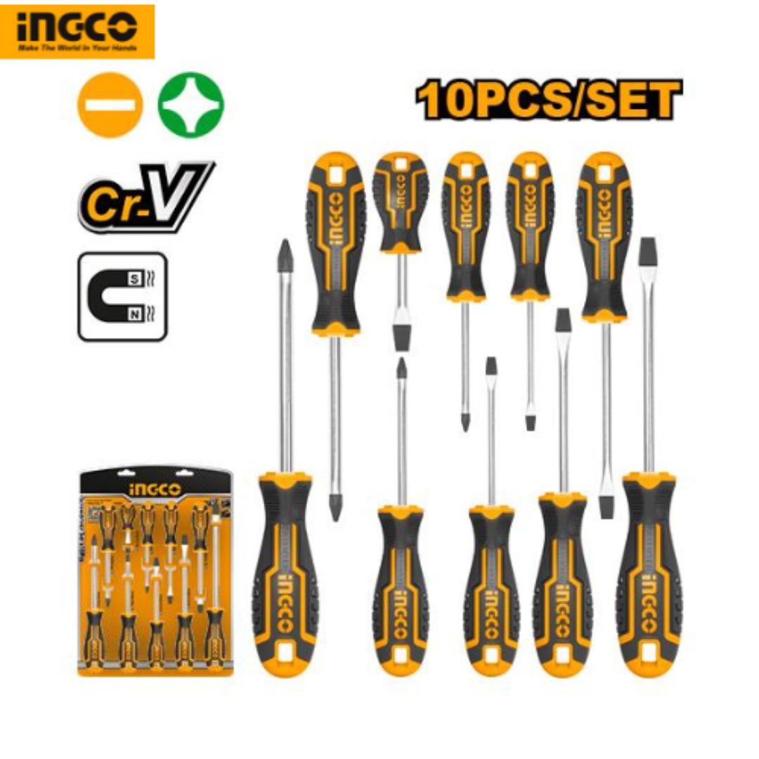 10 Pcs Screwdriver Set CRV HeavyDuty Ingco in Pakistan