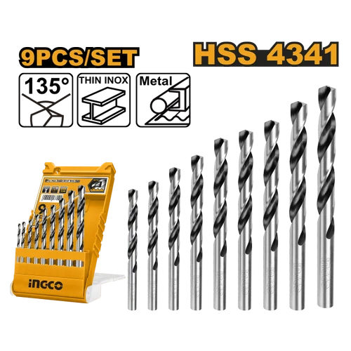 HSS Twist Drill Bit Set 9 pcs Ingco in Pakistan