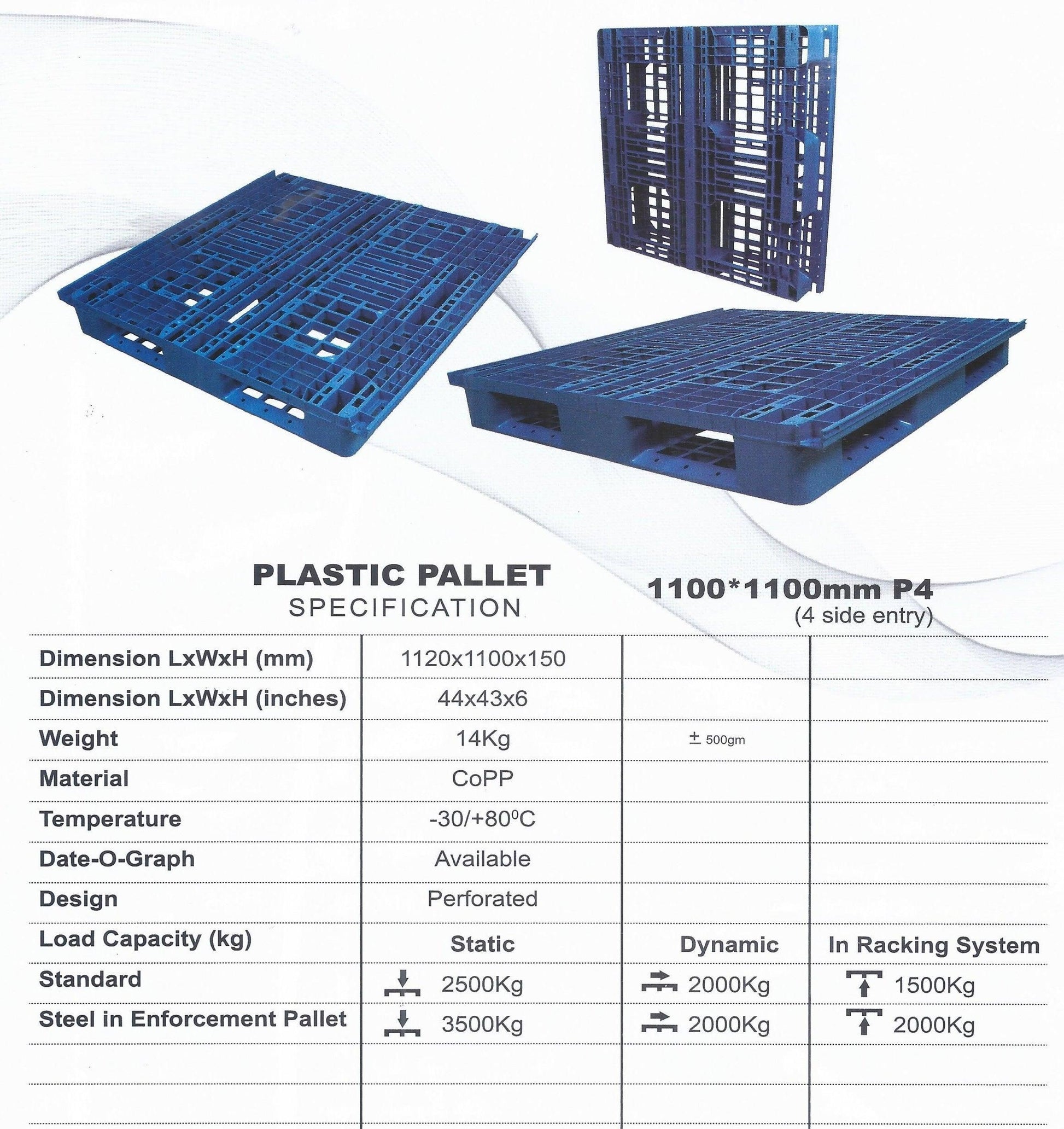 Plastic Pallet Perforated Heavy Duty 4 Side Entry Standard 2500 kg in Pakistan - Pakistan Power Tool 