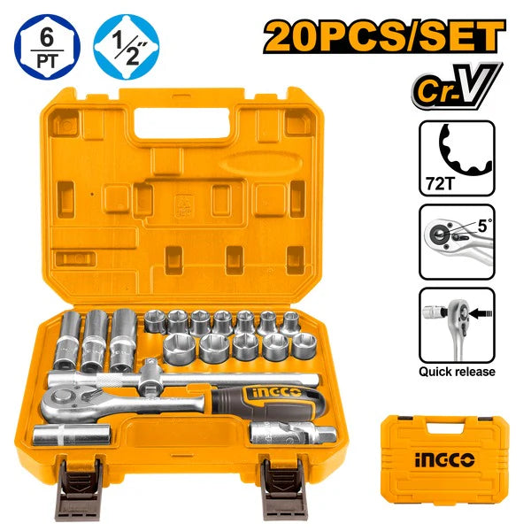 Socket 20 Pcs Set CRV Quick Release Ingco in Pakistan