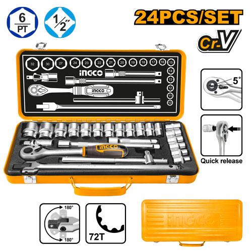 Socket 24 Pcs Set CRV Quick Release Ingco in Pakistan