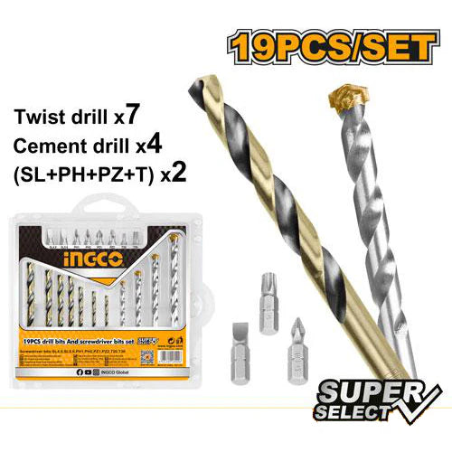 Drills Bit Screwdriver Set 19 pcs Ingco in Pakistan