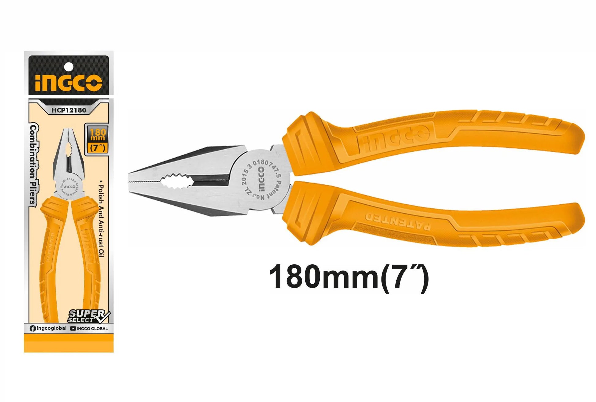 Combination Pliers Seven Inch 180 mm Super Select Ingco in Pakistan