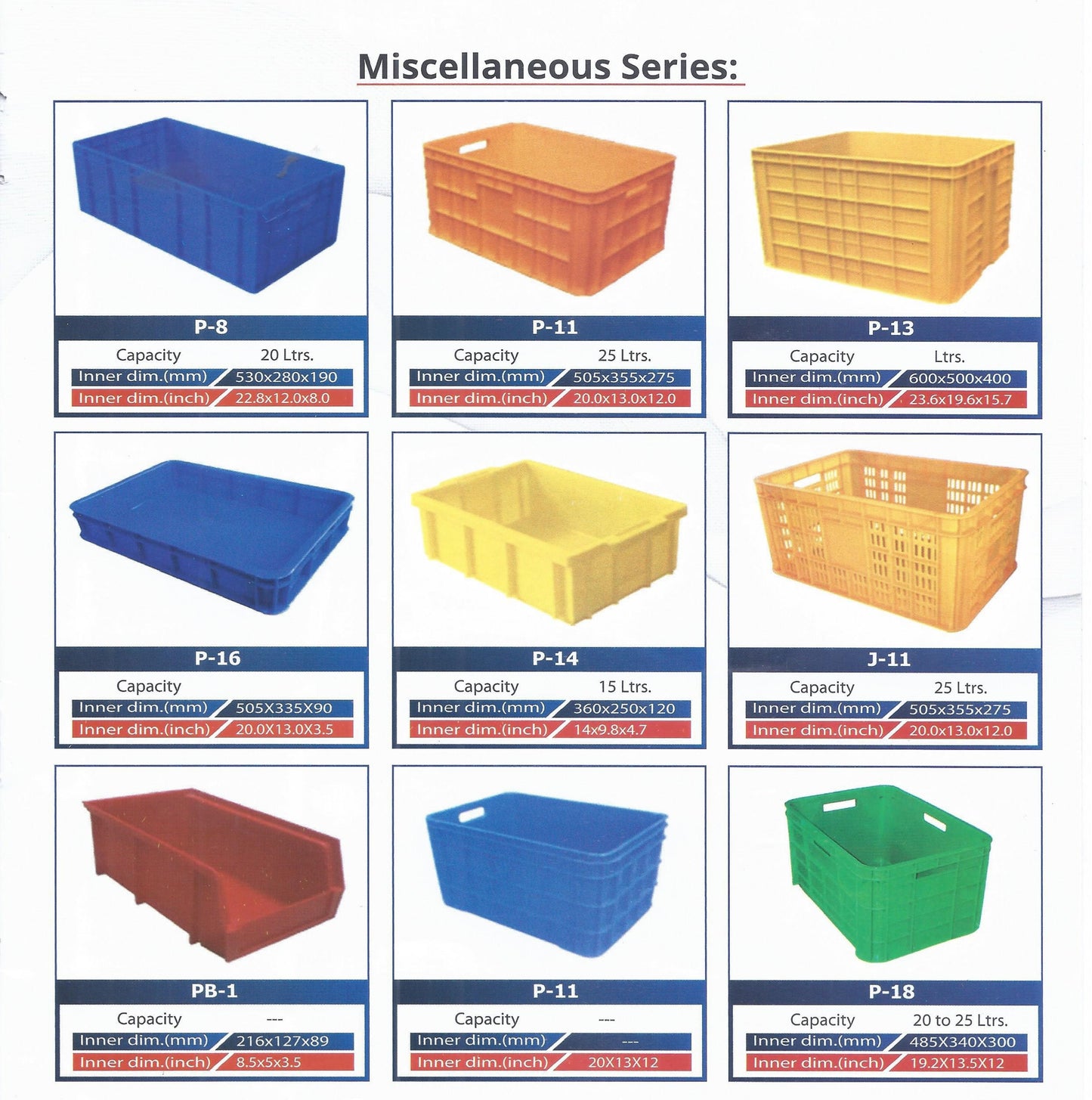 Plastic Crates Heavy Duty P 18 Model 20 - 25 Liter Strong Durable in Pakistan - Pakistan Power Tool 