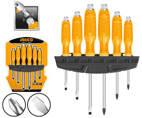 Screw Driver 6 Pcs Go Through Screwdriver Set Ingco in Pakistan