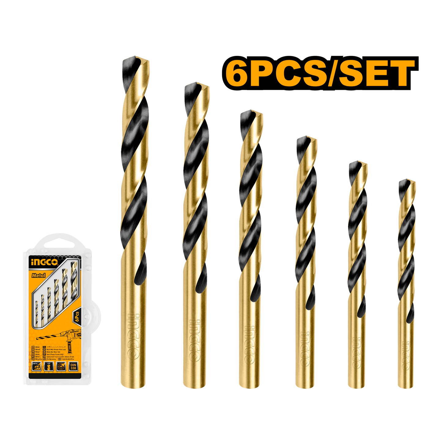 HSS Twist Drill BIts Set 6 Pcs Ingco in Pakistan