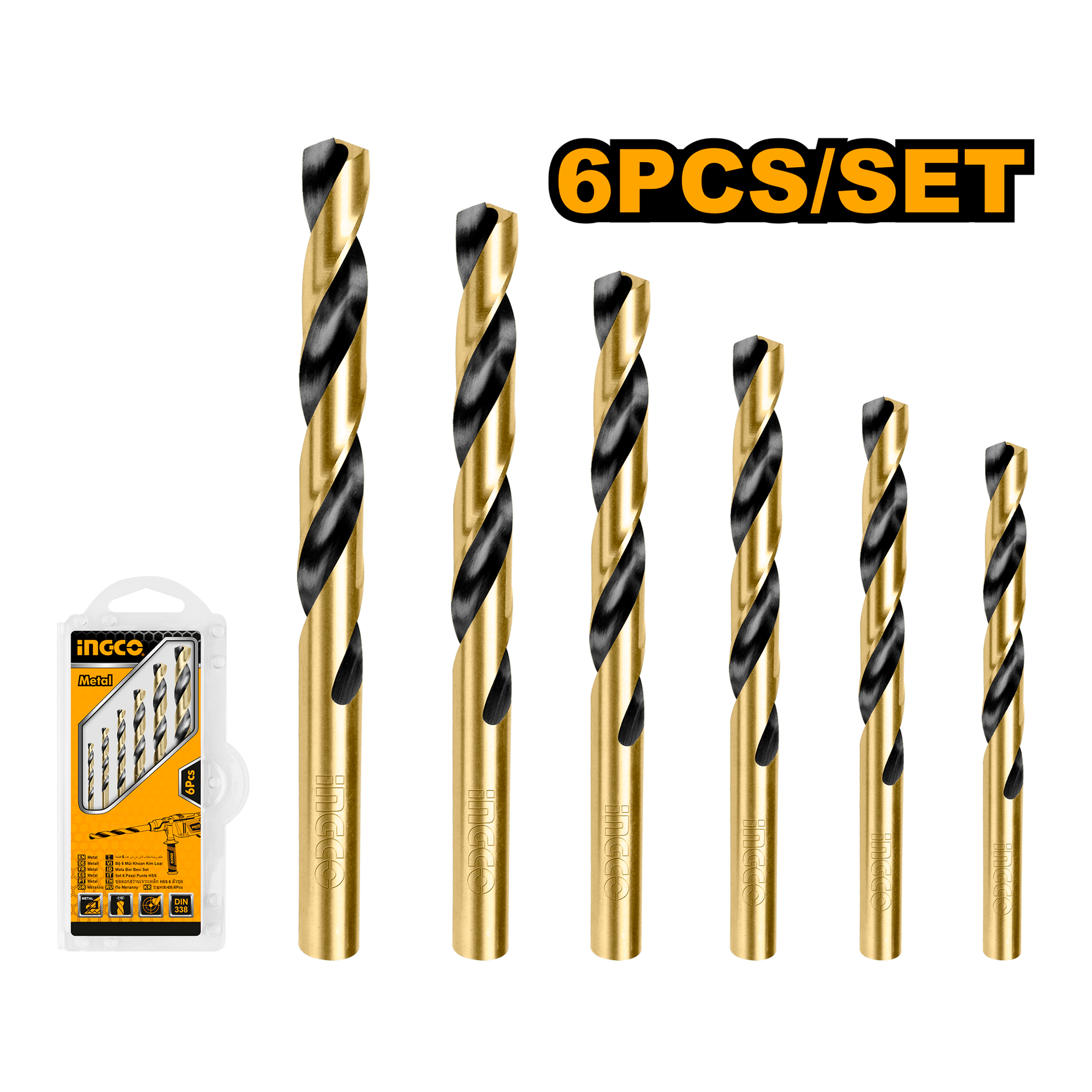 HSS Twist Drill BIts Set 6 Pcs Ingco in Pakistan