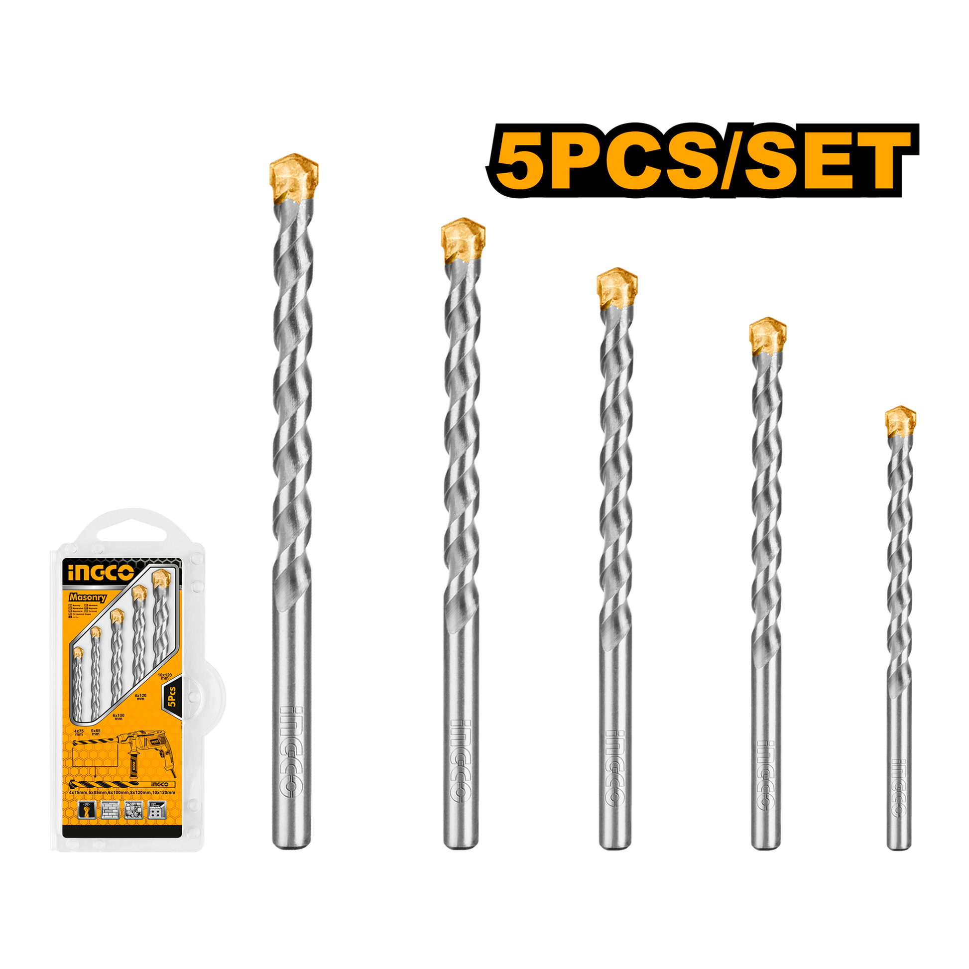 Masonry Drills Bit Set 5 pcs Ingco in Pakistan