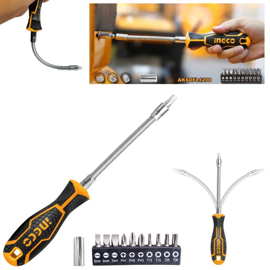 Screwdriver Set 12 Pcs Flexible Shaft Ingco in Pakistan