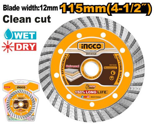 Turbo Diamond Disc 115 mm 10 Pcs Set Wet Dry Cutting Clean Cut Ingco in Pakistan