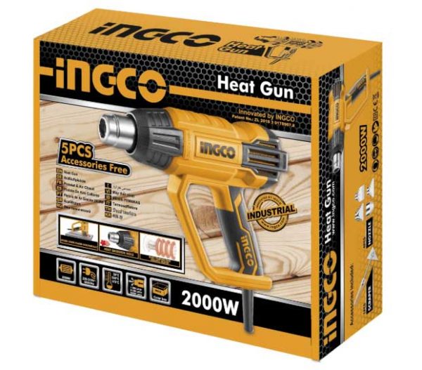 Heat Gun Power 2000W Air Flow 1.500/2.300\3.500 L/Min Quick Release Ingco in Pakistan