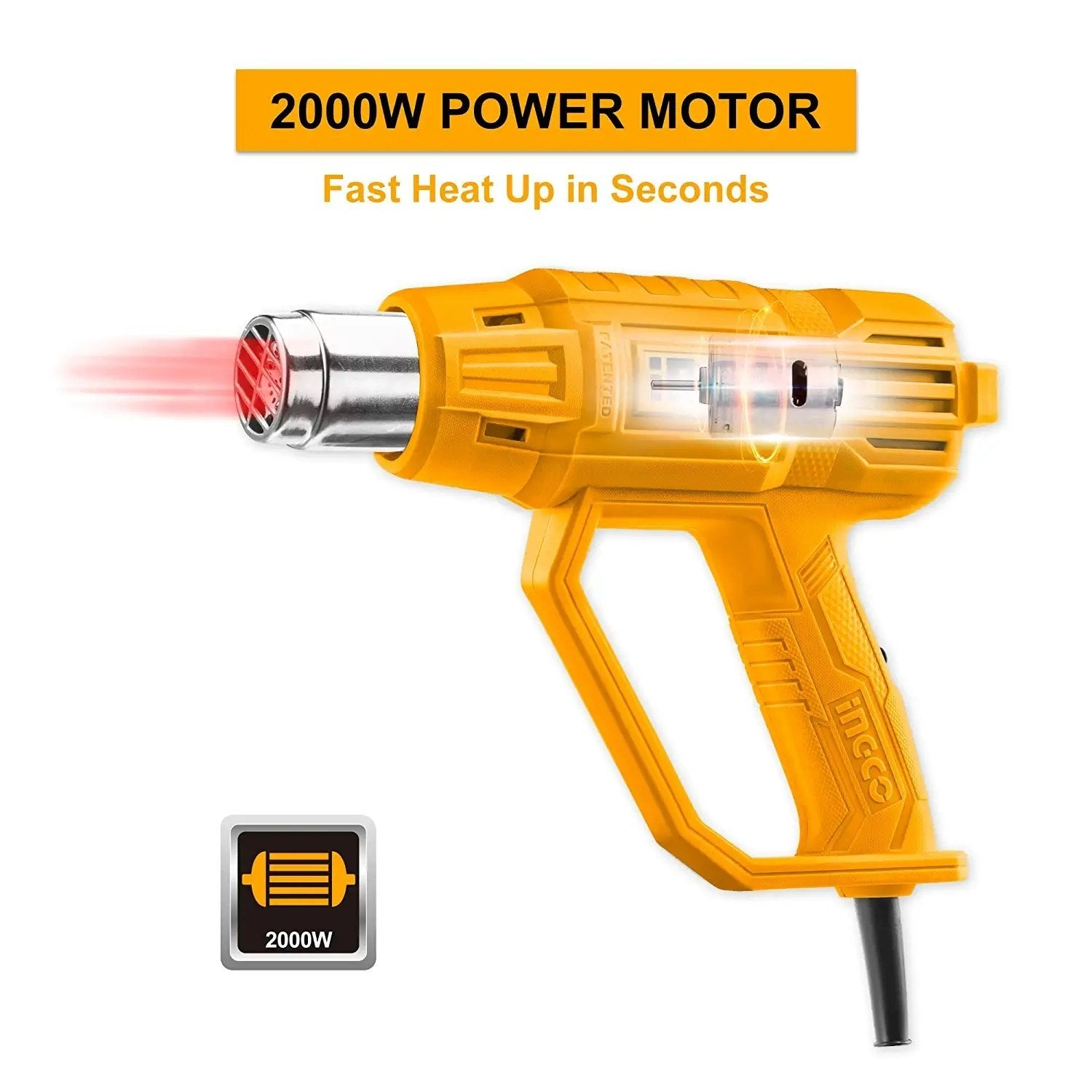 Heat Gun Power 2000W Air Flow 300/500 L/Min Quick Release Ingco in Pakistan