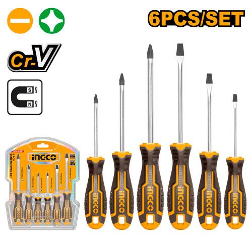 Screwdriver 6 Pcs Set CRV Industrial Ingco in Pakistan