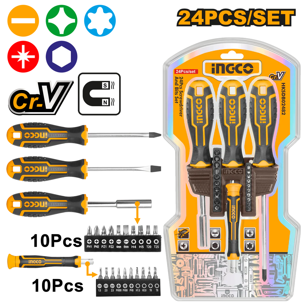 Screwdriver 24 Pcs Bits Set Ingco in Pakistan