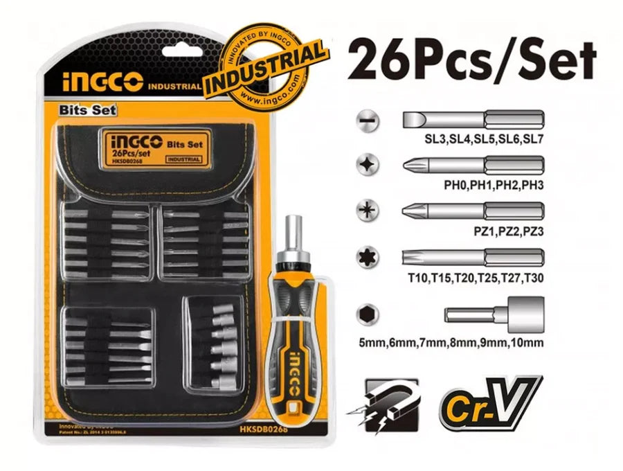 Screwdriver 26 Pcs Bit Set Ingco in Pakistan