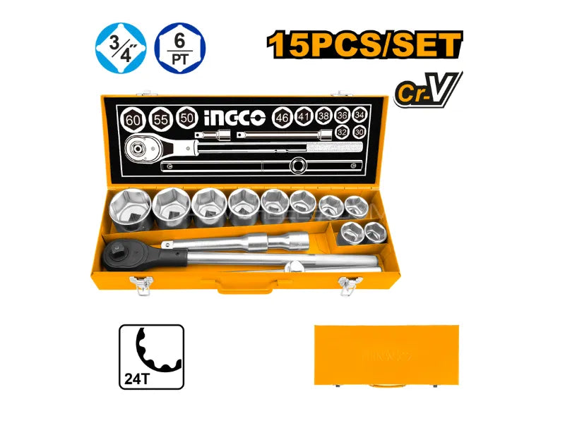 DR.Socket 15 Pcs Set CRV Quick Release Ingco in Pakistan