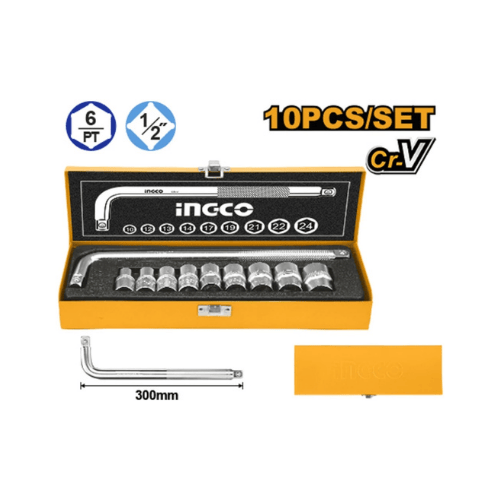 Socket 10 Pcs Set CRV Quick Release Ingco in Pakistan