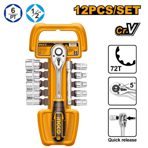 Socket Set 12 Pcs CRV Quick Release Ingco in Pakistan