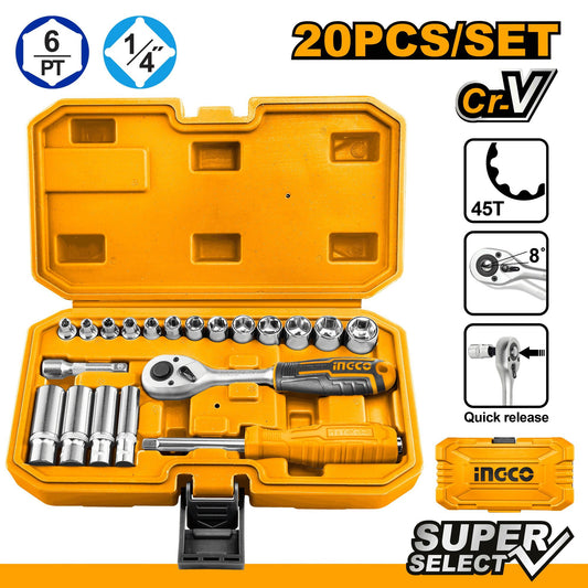 Socket  20 Pcs Set CRV Quick Release Ingco in Pakistan