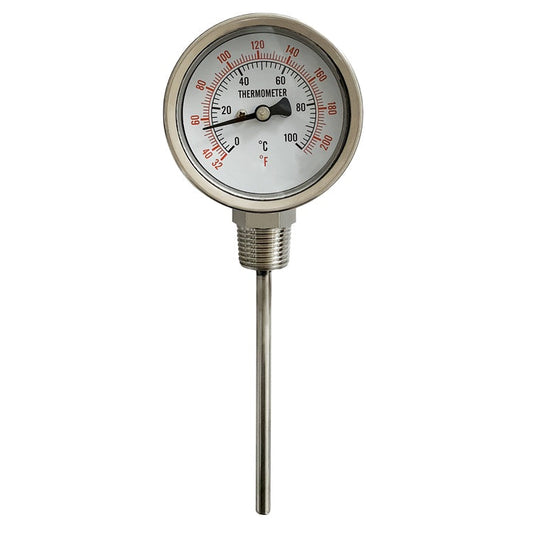 Bi Metal Thermometer 0  - 200 Celcius SS Body Bottom Connection in Pakistan