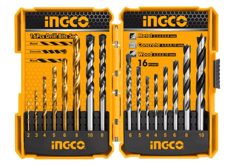 Drills Bit Set 16 Pcs Metal Concret Wood drill bits Ingco in Pakistan