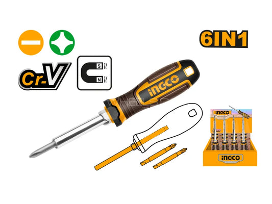 Screwdriver 6 IN 1 Set Super Select CRV Ingco in Pakistan