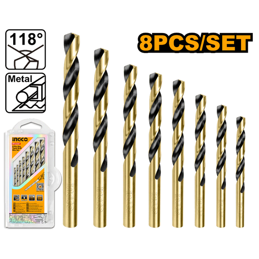 HSS Twist Drill bits Set 8 Pcs Ingco in Pakistan