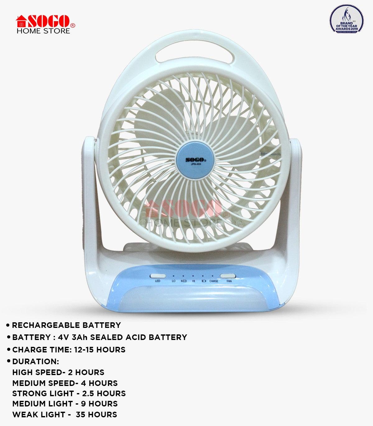 Sogo Rechargeable Mini Table Fan JPN 404 in Pakistan - Pakistan Power Tool 